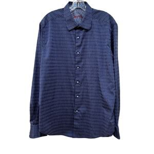 Robert Graham Shirt Mens XL Blue Classic Fit Geometric Button Front Long Sleeve